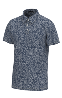 Southern Point Pointer Pattern Performance Polo - Deep Water White
