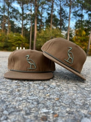 Dirty Marsh Heron Embroidered Hat - Tobacco/brown