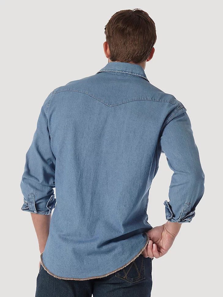 Wrangler Cowboy Cut L/S Western Denim Snap Work Shirt