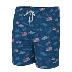 HUK Youth Pursuit Volley Shorts Fish and Flags