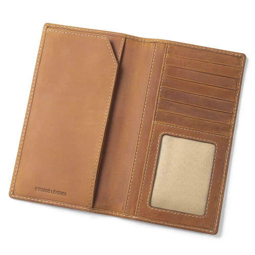 Heybo Leather Checkbook Wallet- Brown