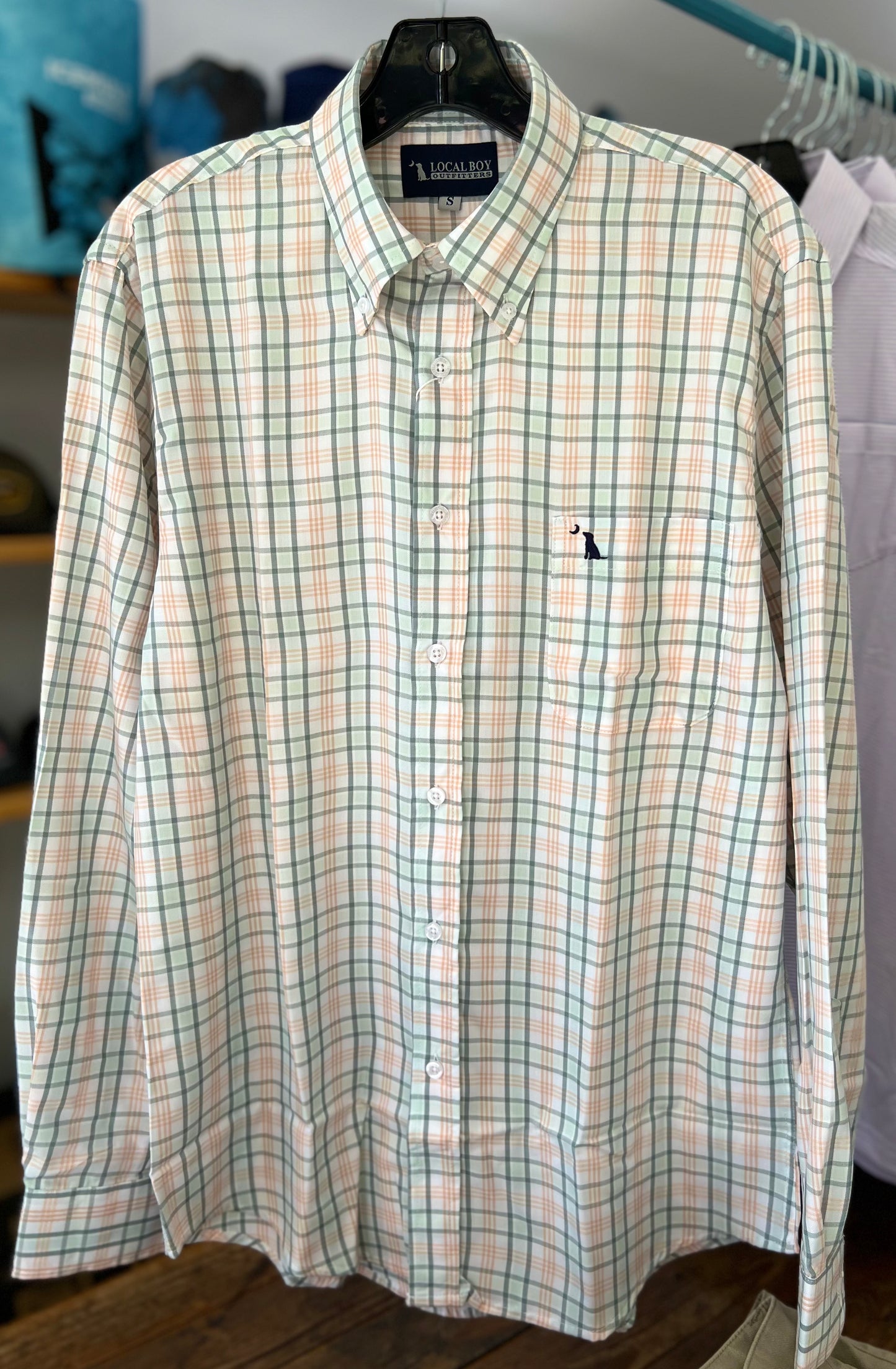Local Boy Hutto Dress Shirt Salmon/Green