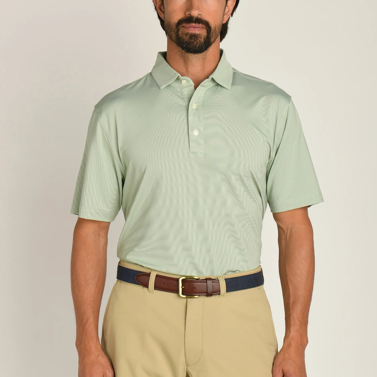 Duck Head Long Drive SS Stripe Polo Loden Green