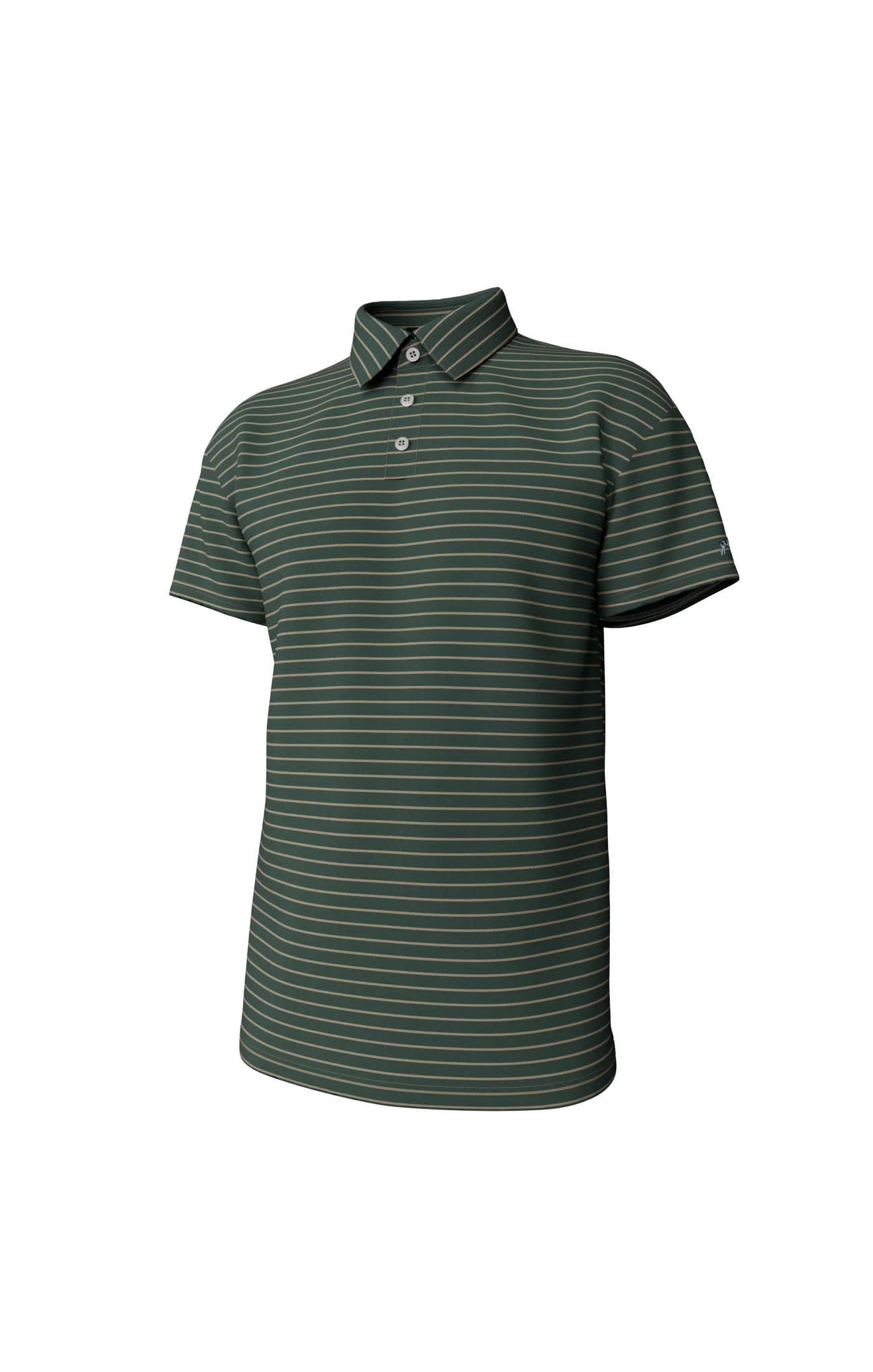 Southern Point Horizon Stripe Performance Polo -Duck Green-Sandstone