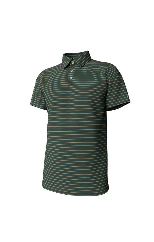 Southern Point Horizon Stripe Performance Polo -Duck Green-Sandstone