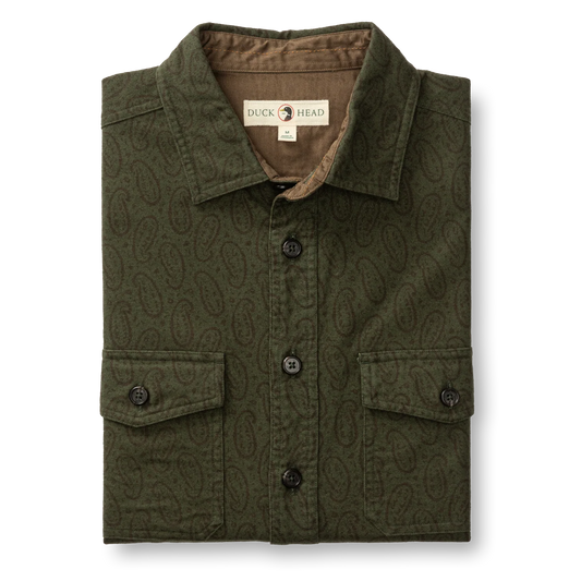 Duck Head Slater Moleskin Overshirt - Deep Olive