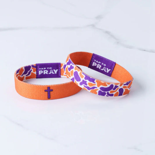 Tap To Pray Wristbands - Team Camo Orange/Purple