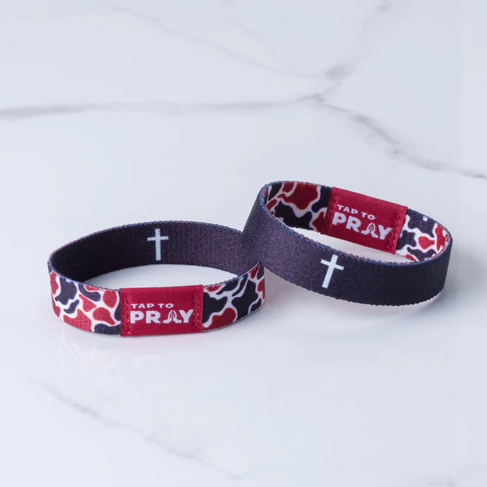 Tap To Pray Wristbands - Team Camo Maroon/Black