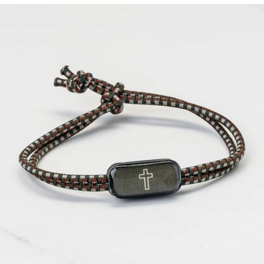 Tap To Pray Survivor Series Tactical Bracelet - Camo Green + Cross