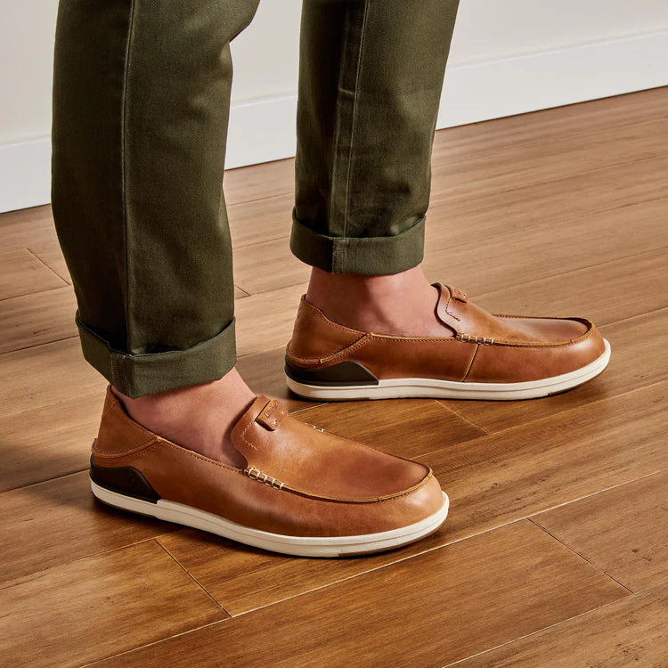 Olukai Kakaha Men's Leather Slip On Shoes - Fox