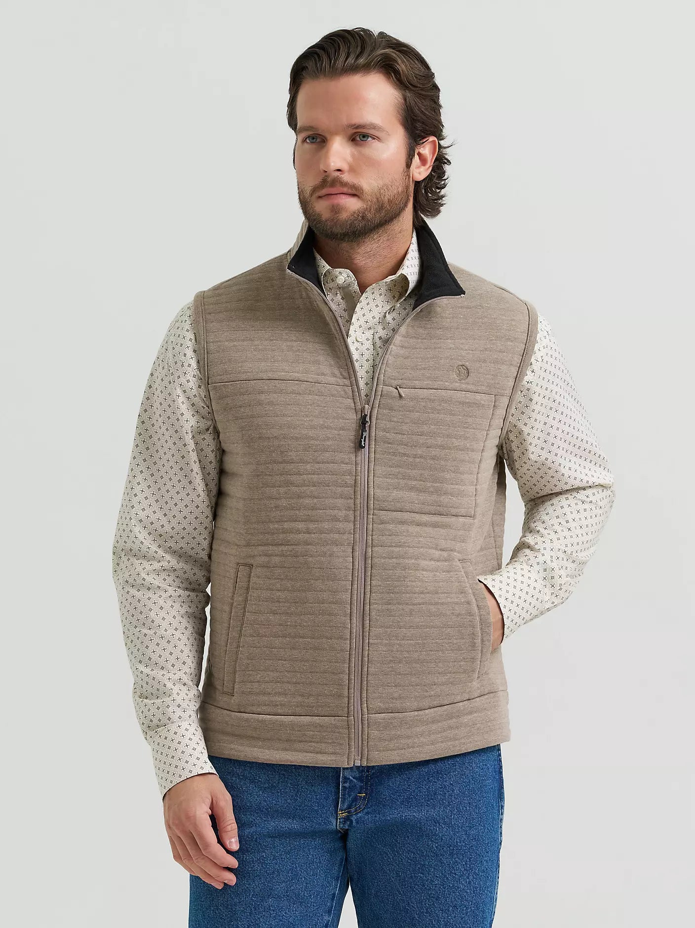 Wrangler Men's George Strait Zip Front Solid Knit Vest