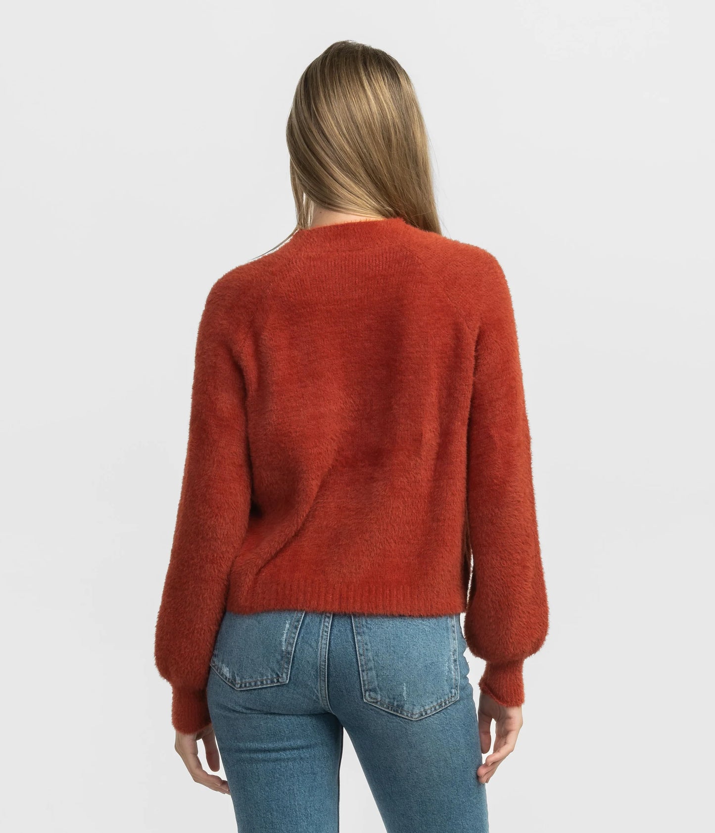 SSCO Feather Knit Mockneck Sweater - Burnt Henna
