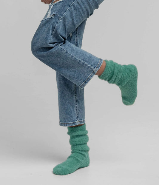 SSCO Ribbed Feather Knit Socks - Aloe