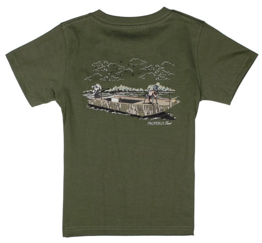 Properly Tied Boys Mossy Oak Boat Ride SS Tee - Olive