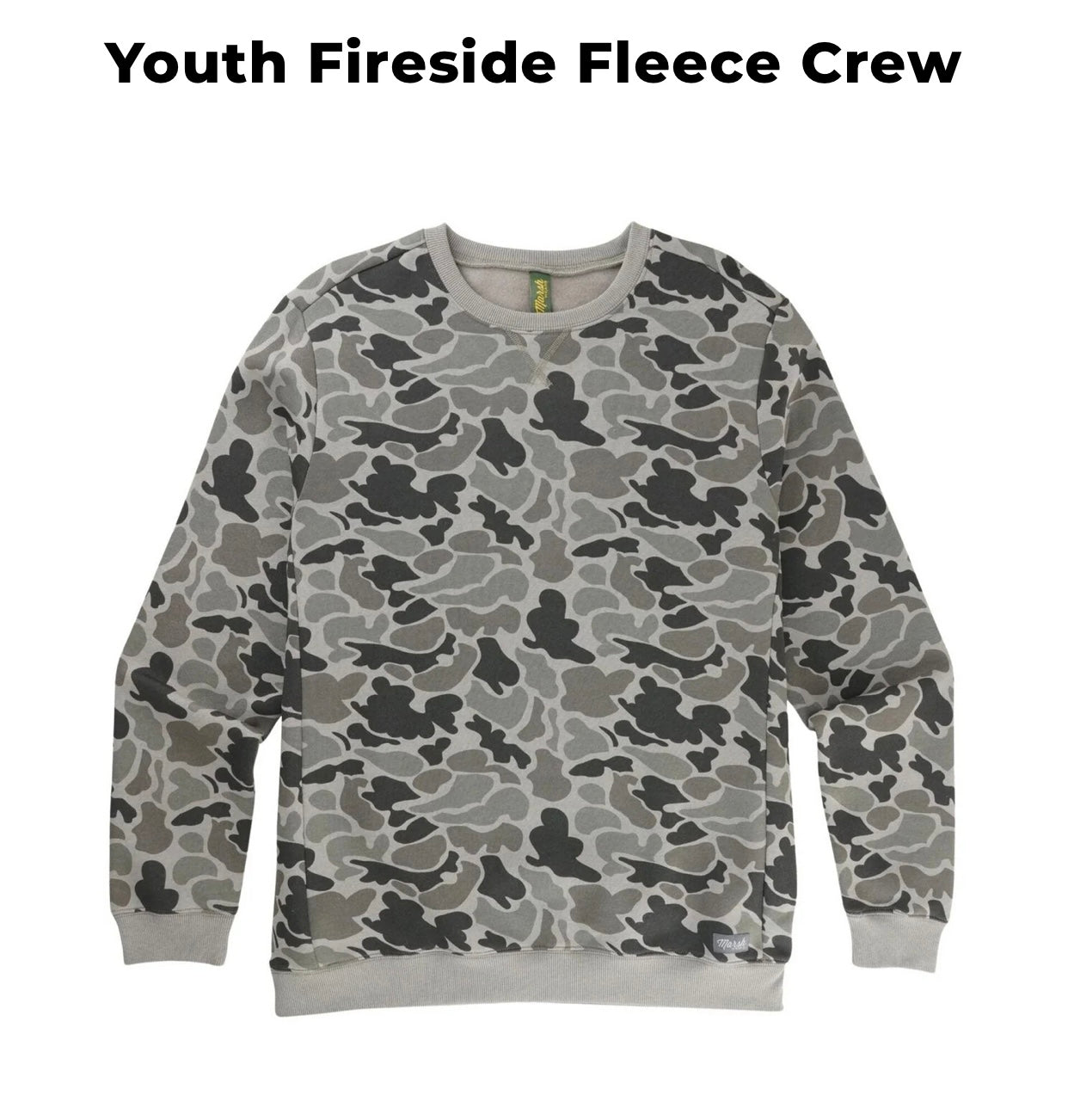 Marsh Wear Youth Fireside Fleece Crew - Dark Green Mallard Camo