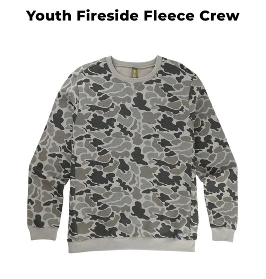 Marsh Wear Youth Fireside Fleece Crew - Dark Green Mallard Camo