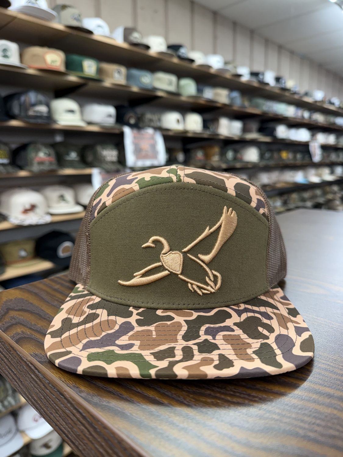 Local Boy Plain Duck 7 Panel Hat - Old School Camo