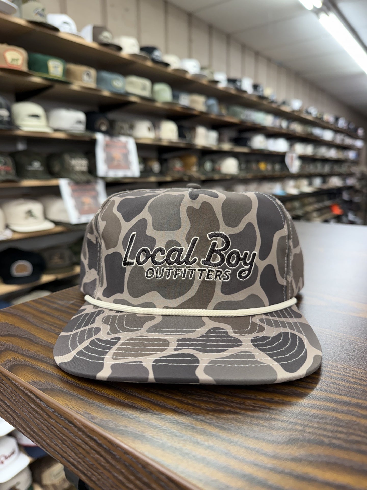 Local Boy Mark Script Perf Rope Hat - Brush Camo