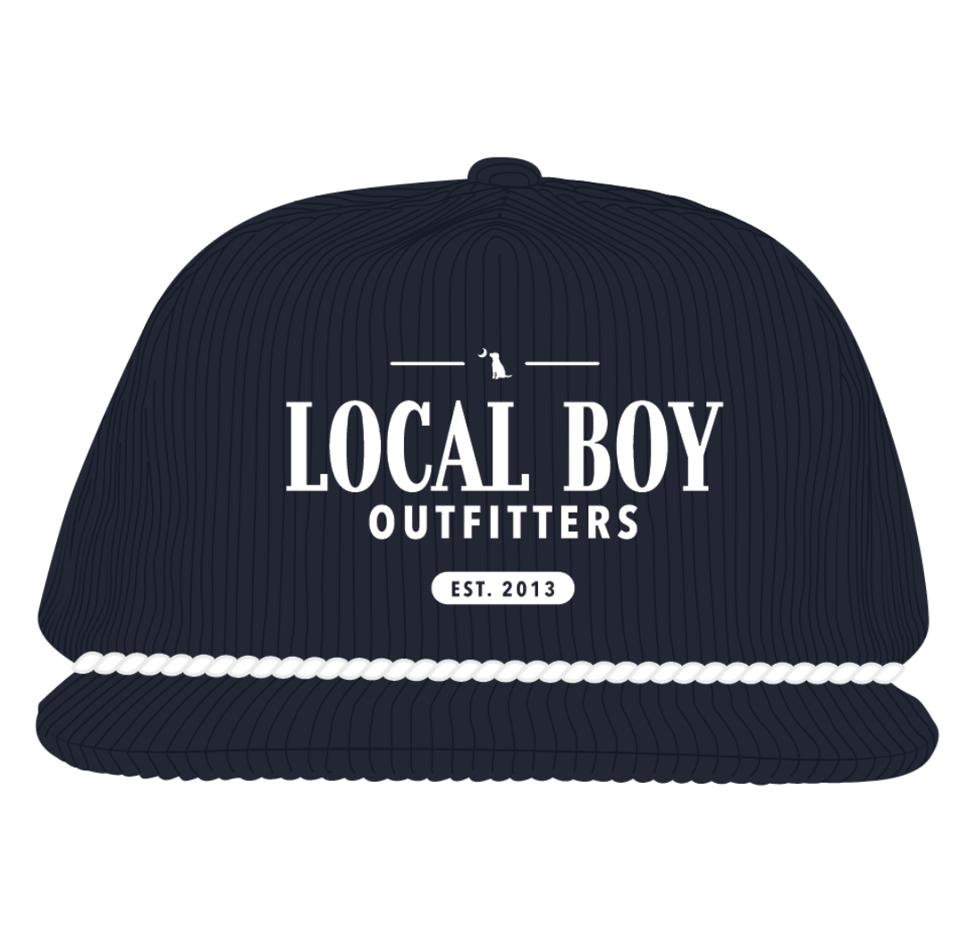 Local Boy Lucky Text Corduroy Hat - Navy