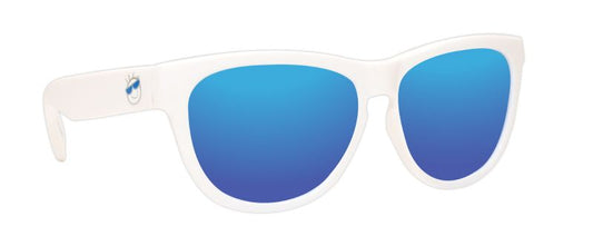 Mini Shades Classic (Age 8-12) White Cloud Polarized Blue Mirror