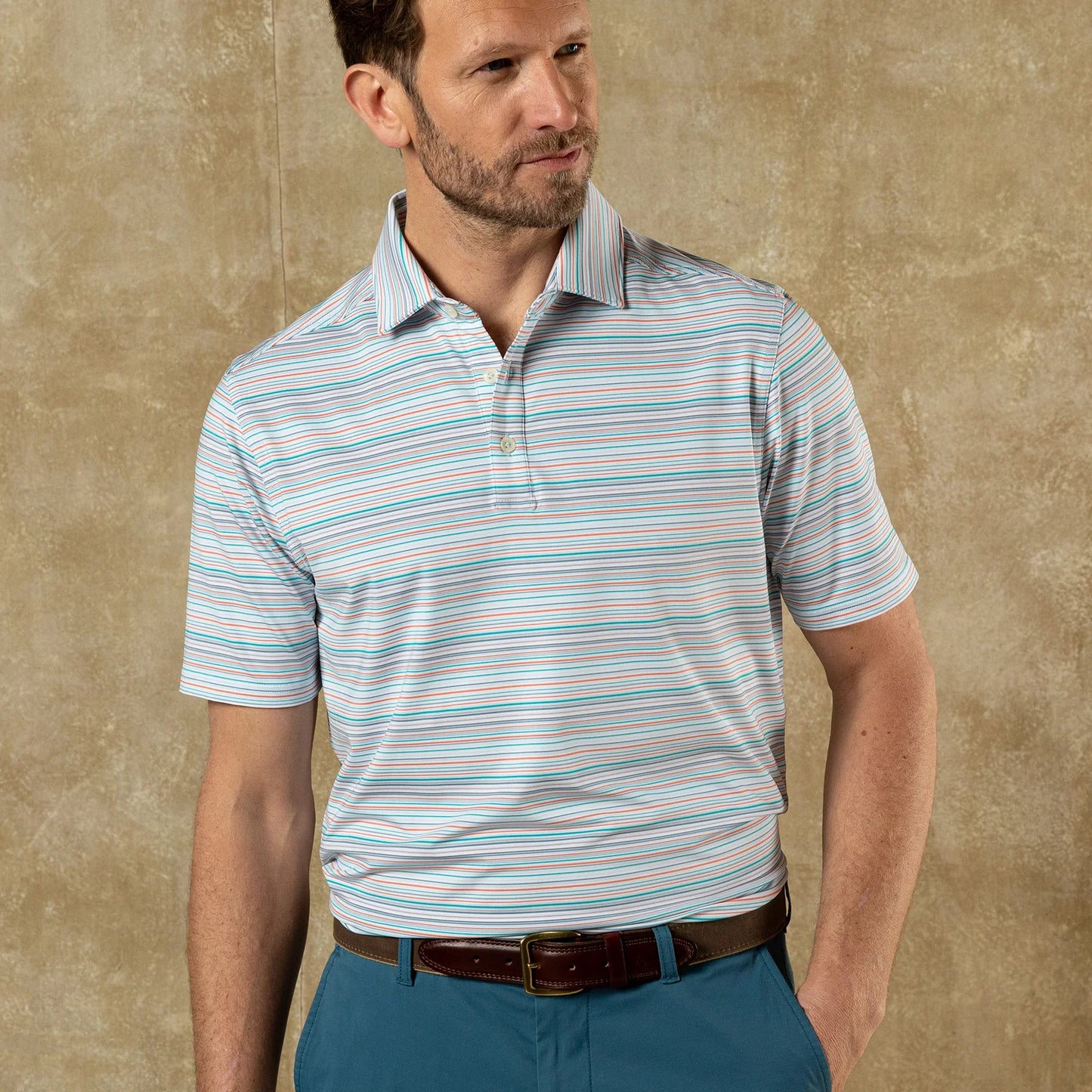 Duck Head Long Drive Performance Polo - Sky Blue