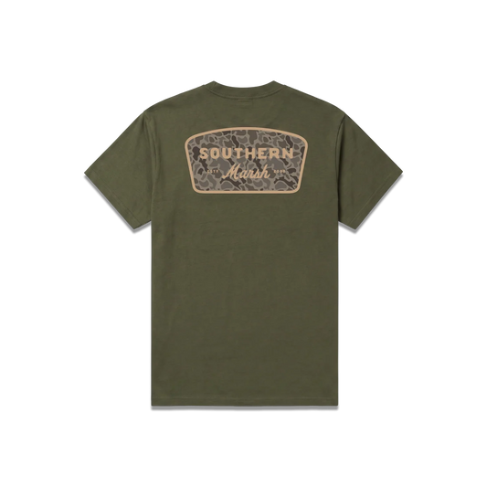 Southern Marsh Retro Camo Tee - Dark Olive