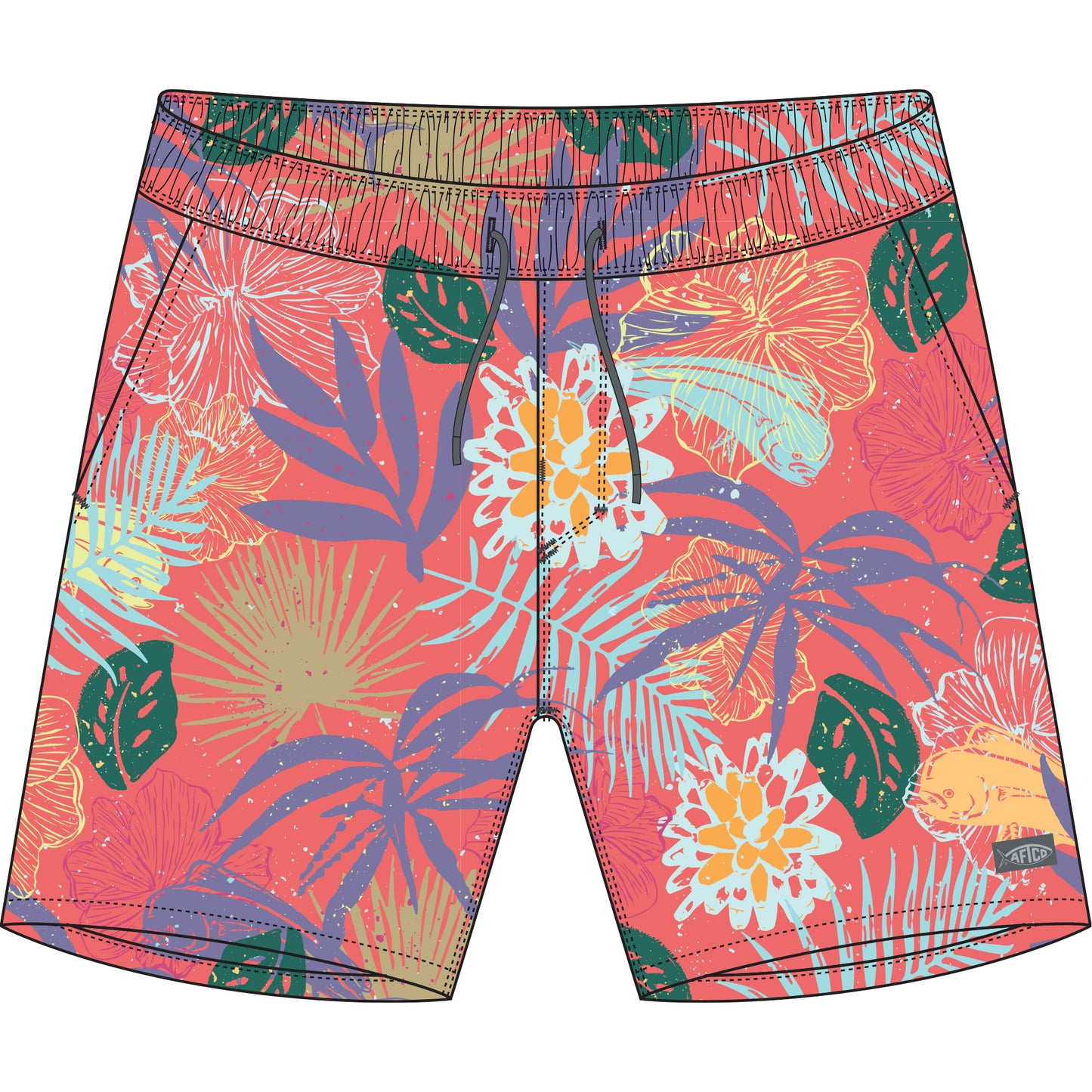 Aftco Youth Strike Swim Shorts - Coral