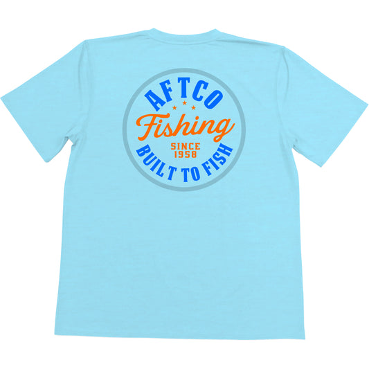 Aftco Youth Neon Sky Blue Heather Tee