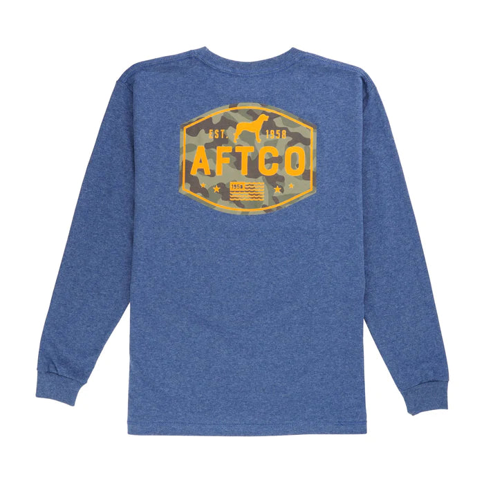 AFTCO Youth Best Friend LS Shirt- Navy Heather