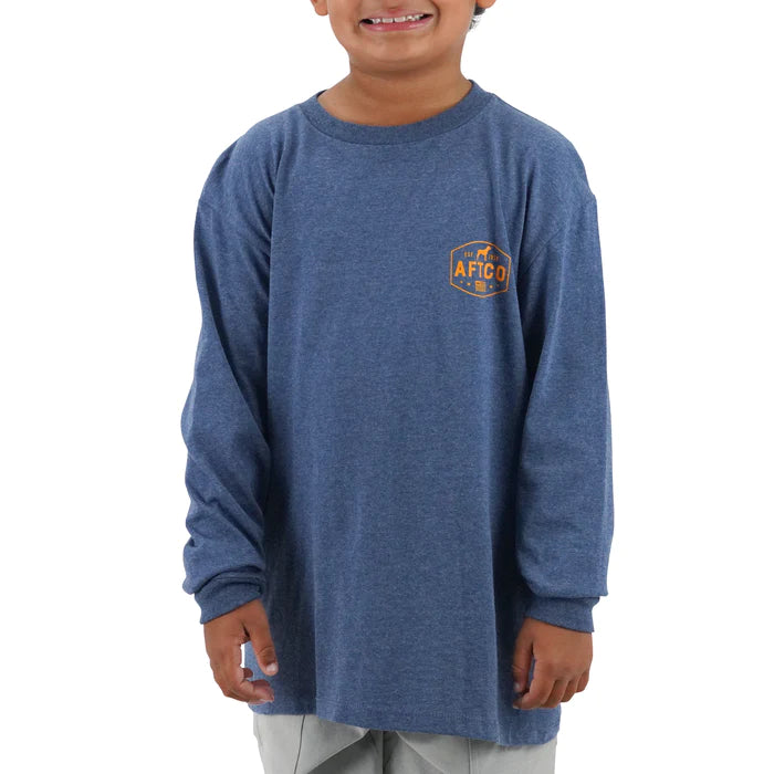AFTCO Youth Best Friend LS Shirt- Navy Heather