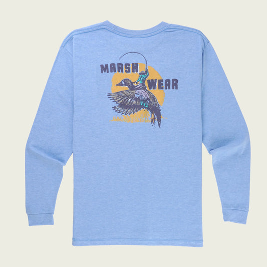 Marsh Wear Youth Mallard Rodeo LS Shirt- Light Blue Heather