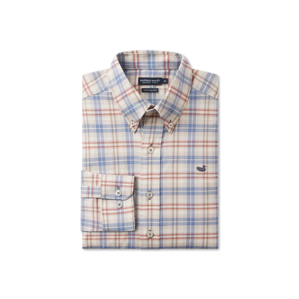 Southern Marsh Highlands Lattice Performance Dress Shirt - Slate/Burnt Taupe
