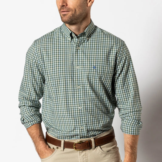 Duck Head Performance Poplin Sport Shirt Fallon Plaid - Duck Green