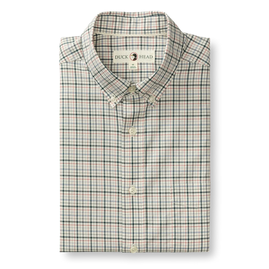 Duck Head Cotton Twill Sport Shirt Cooper Plaid - Emerald Green