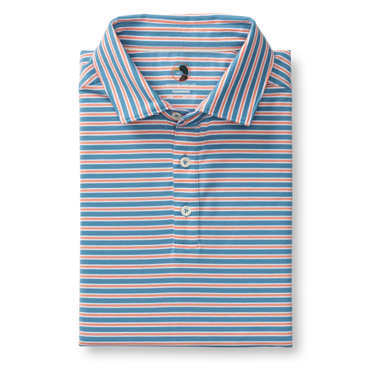Duck Head Summerford Performance Jersey Polo Pierce Stripe - Sunwashed blue