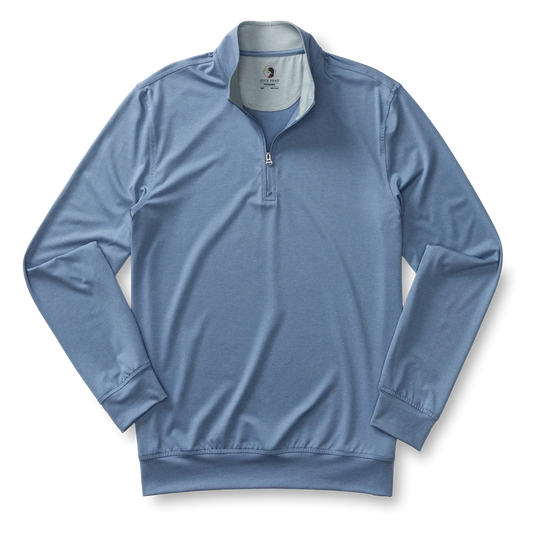 Duck Head Long Drive Performance 1/4 Zip Pullover - Chambray Blue Heather
