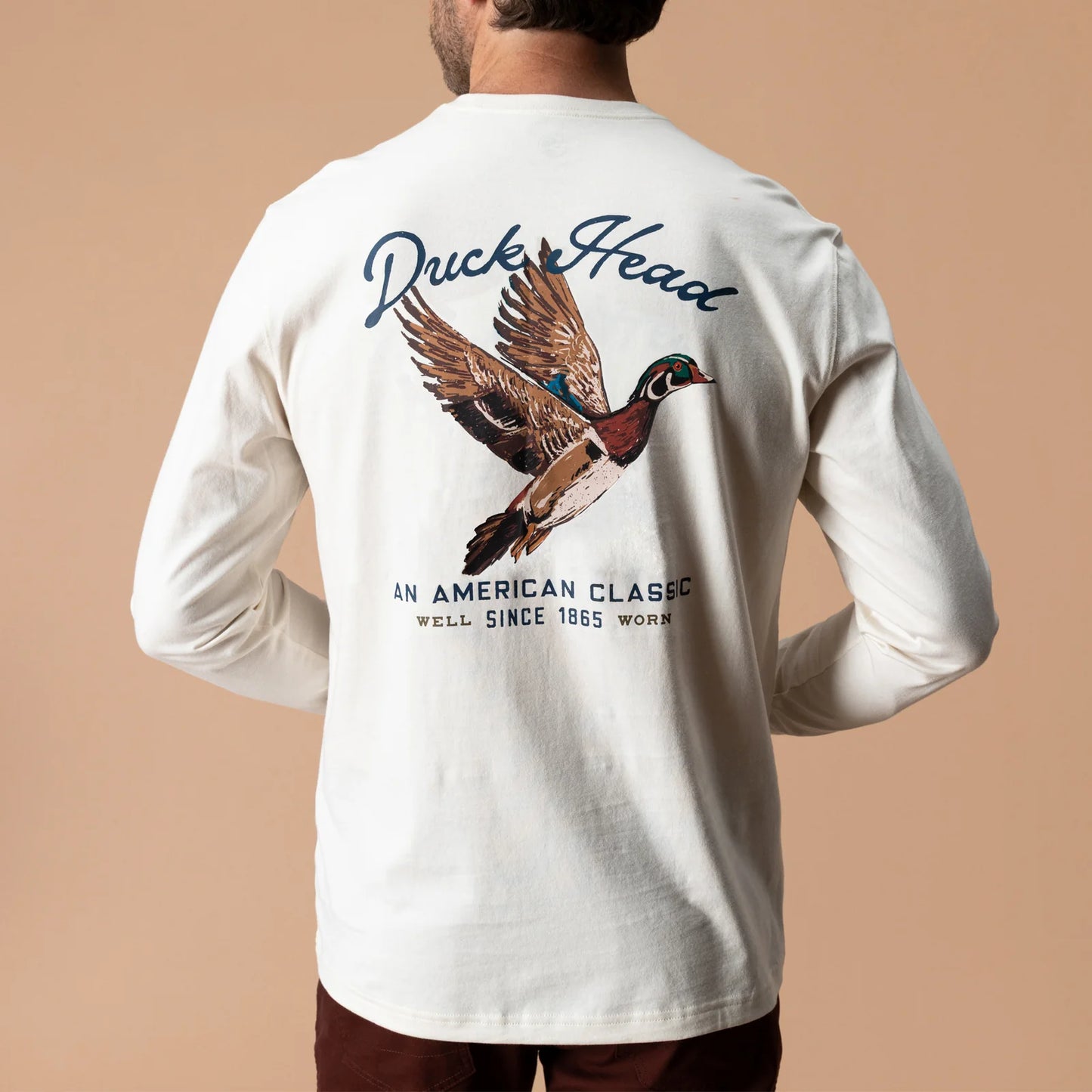 Duck Head Flying Wood Duck TShirt White Antique
