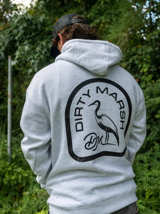 Dirty Marsh Backshore Logo Hoodie | Ash Heather