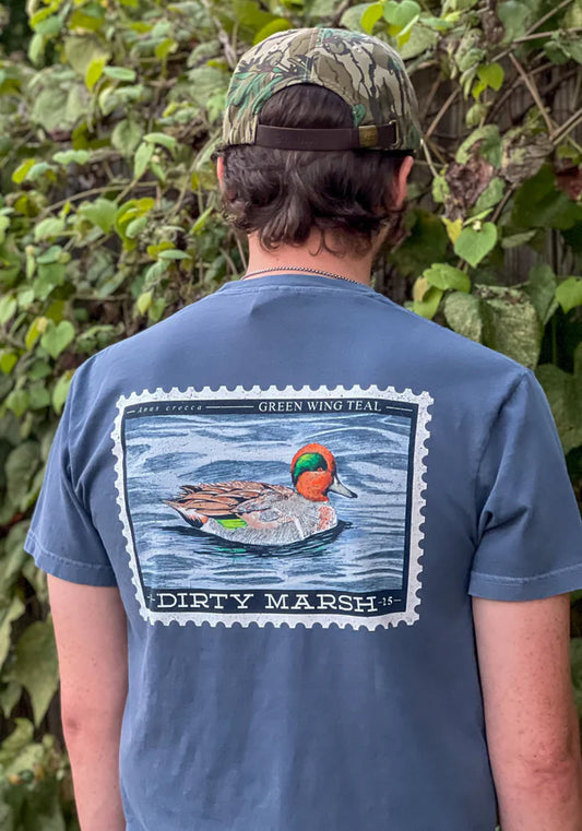 Dirty Marsh Green Wing Stamp | Denim