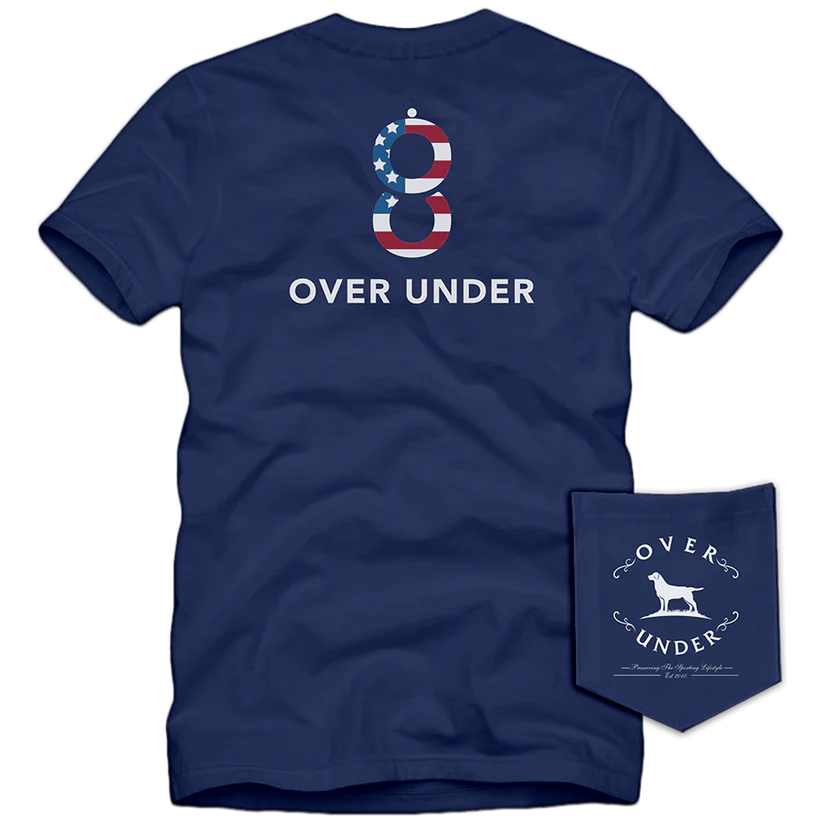 Over Under SS Double Barrel Flag T Shirt- Navy