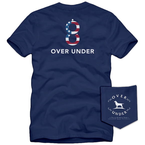 Over Under SS Double Barrel Flag T Shirt- Navy