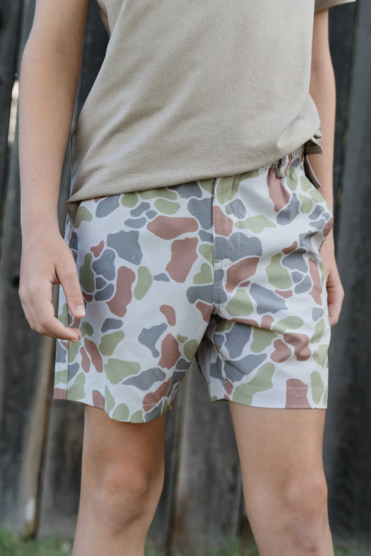 Burlebo Youth Everyday Shorts- Driftwood Camo/Grey