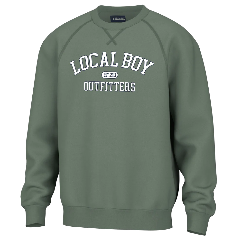 Local Boy Collegiate Cotton Crewneck - Dusty Green