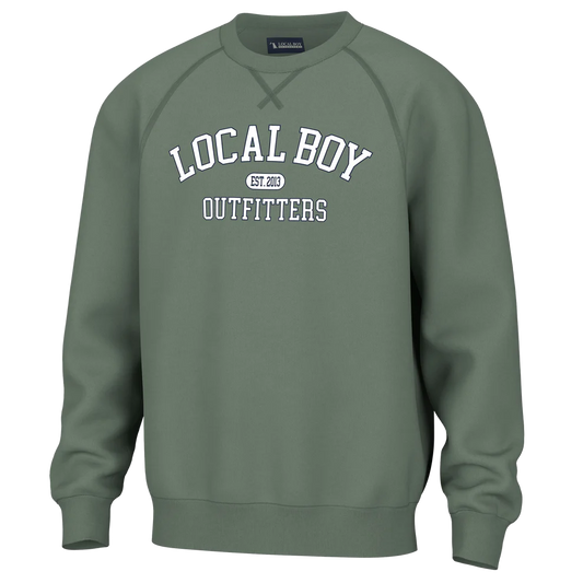 Local Boy Collegiate Cotton Crewneck - Dusty Green