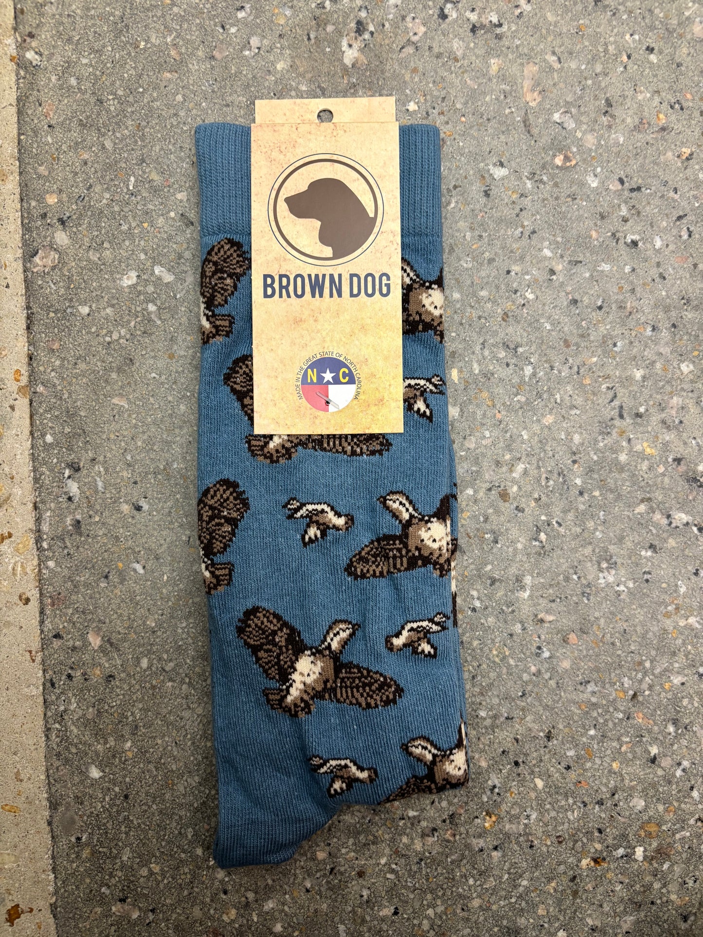 Brown Dog Flying Quail Socks - Bluestone