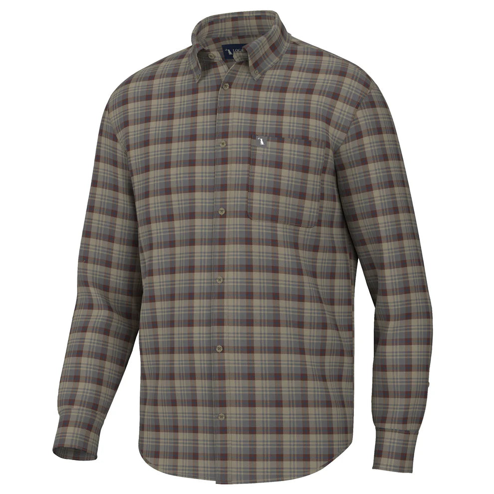 Local Boy Youth Gardner Stretch Flannel - Tan/Garnet/Navy