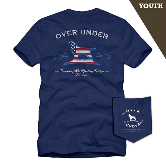 Over Under Youth SS Freedom Lab T Shirt- Navy