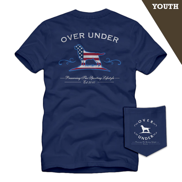 Over Under Youth SS Freedom Lab T Shirt- Navy
