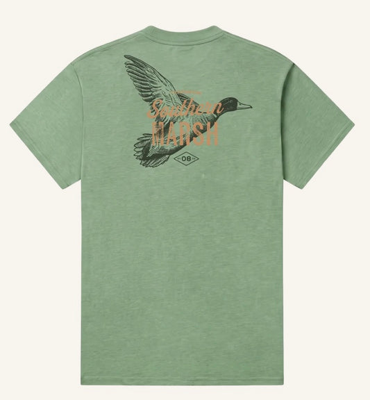 Southern Marsh Seawash Duck Etching Tee - Dark Fern