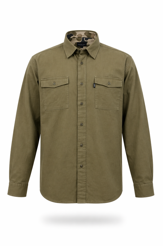 Prairie Oaks Bottoms Button Down - Traditions Camo/Olive